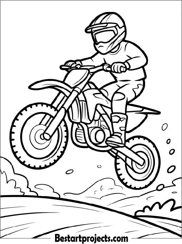 Motocross Dirt Bike Jump Coloring Page