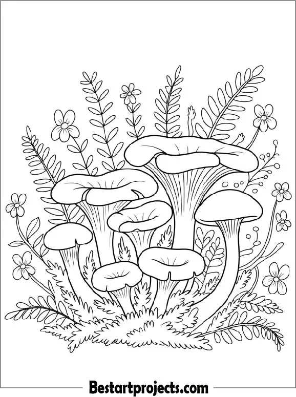 Mushroom Coloring Page For Adults