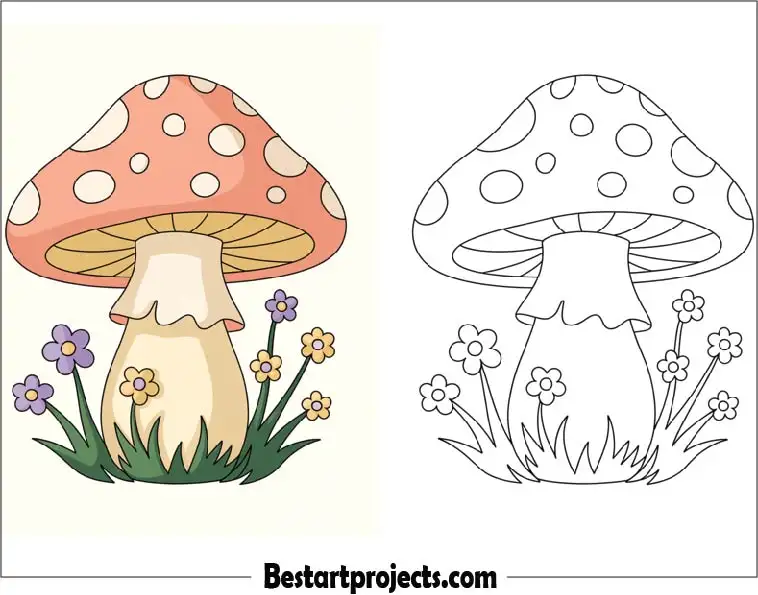 Mushroom Coloring Worksheet for Kids 01