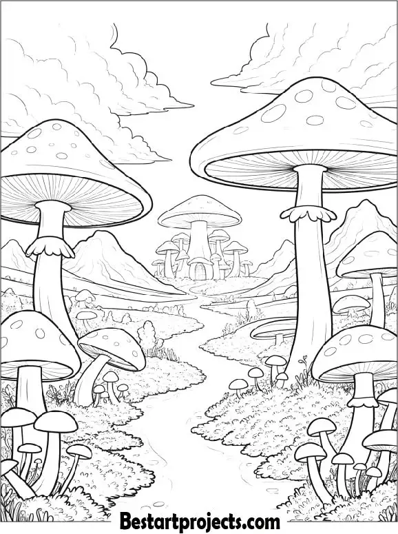 Mushroom Forest Coloring Page