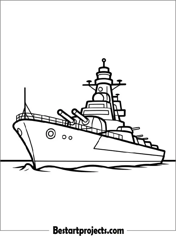Navy Battleship Coloring Page for Kids