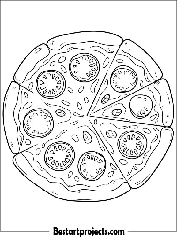 Pepperoni Pizza with Tomato Printable to Color