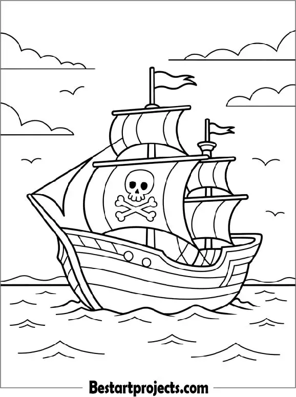 Pirate Boat Printable Coloring Page