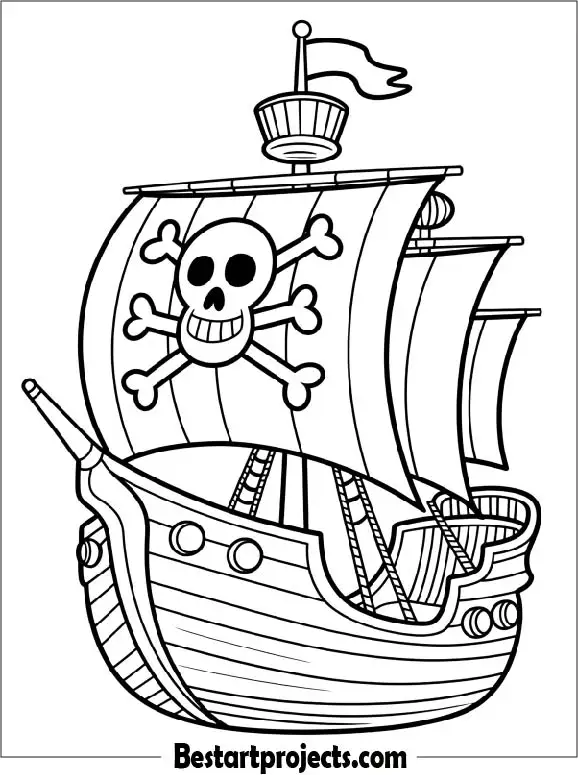 Pirate Ship Treasure Hunt Coloring Page