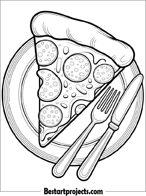 Pizza Slice Coloring Page for Adults