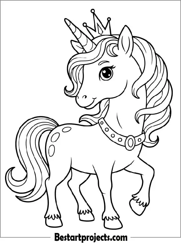 Princess Unicorn Coloring Page for Kids