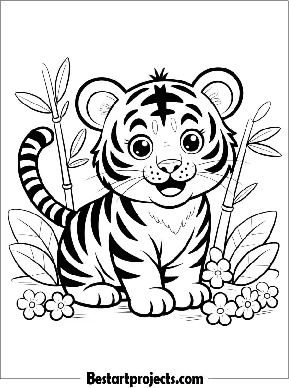 Printable Tiger Coloring Page For Kids