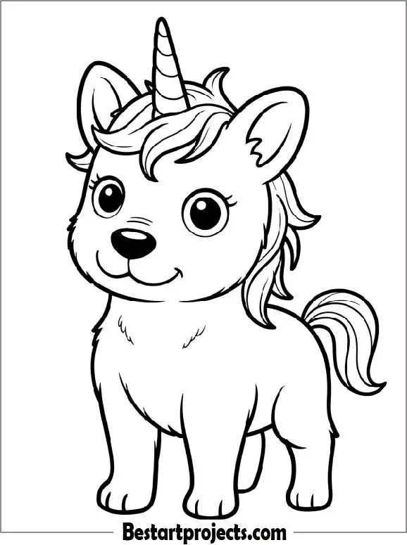 Puppy Unicorn Coloring Page pdf