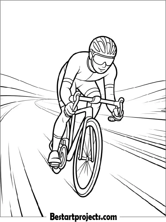 Racing Bicycle on a Speed Track Coloring Sheet