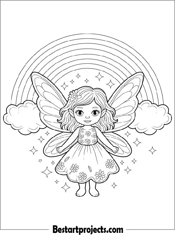 Rainbow Fairy Coloring Page
