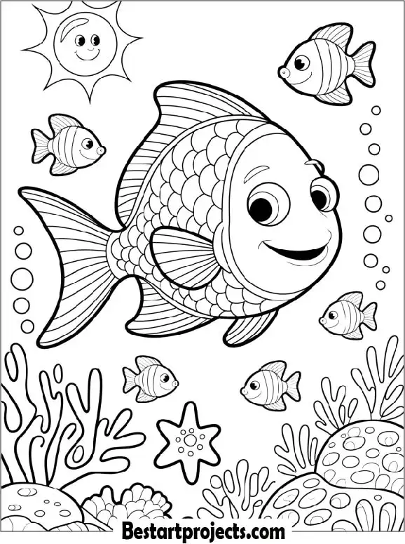 Rainbow Fish Coloring Page