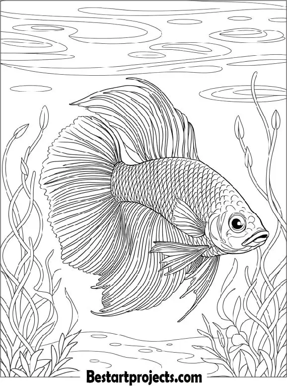 Realistic Betta Fish Coloring Sheet