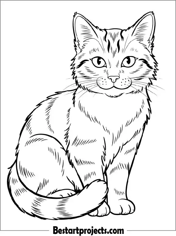 Realistic Cat Coloring Page for Adults