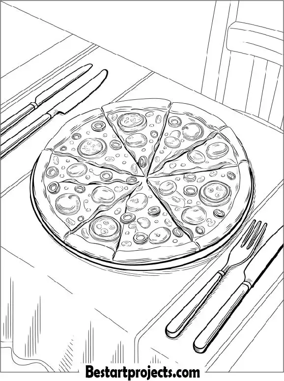 Realistic Pizza to Color