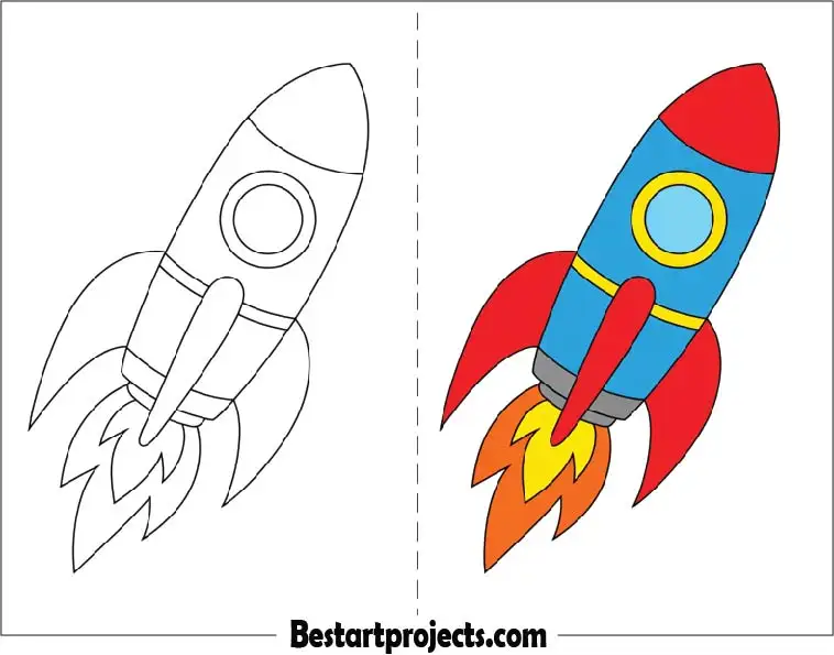 Rocket Coloring Worksheet for Kids 01
