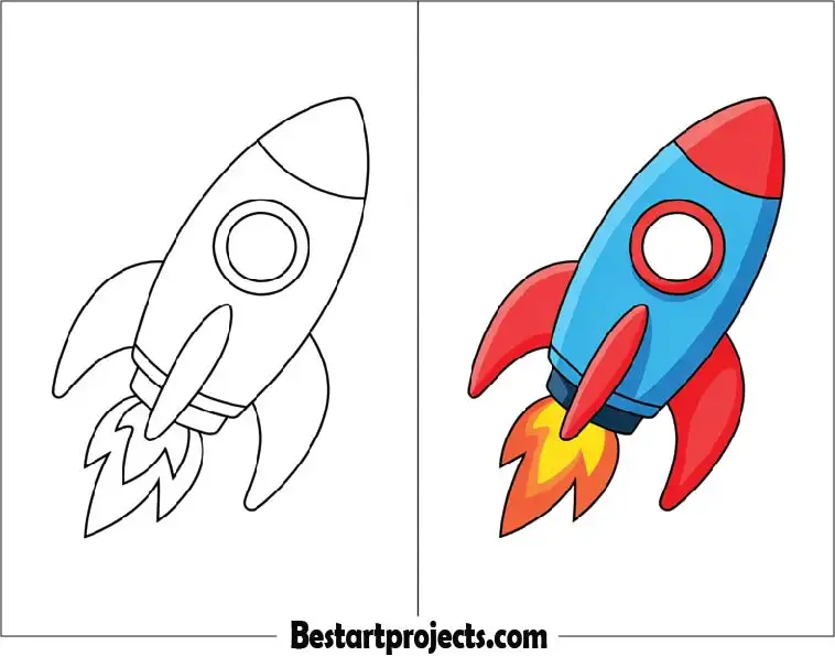 Rocket Coloring Worksheet for Kids 02