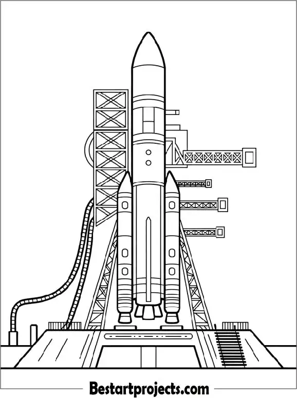 Rocket Launch Pad Coloring Page PDF