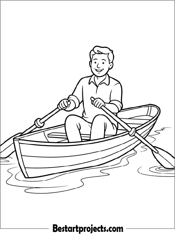 Rowboat With Rower Coloring Sheet