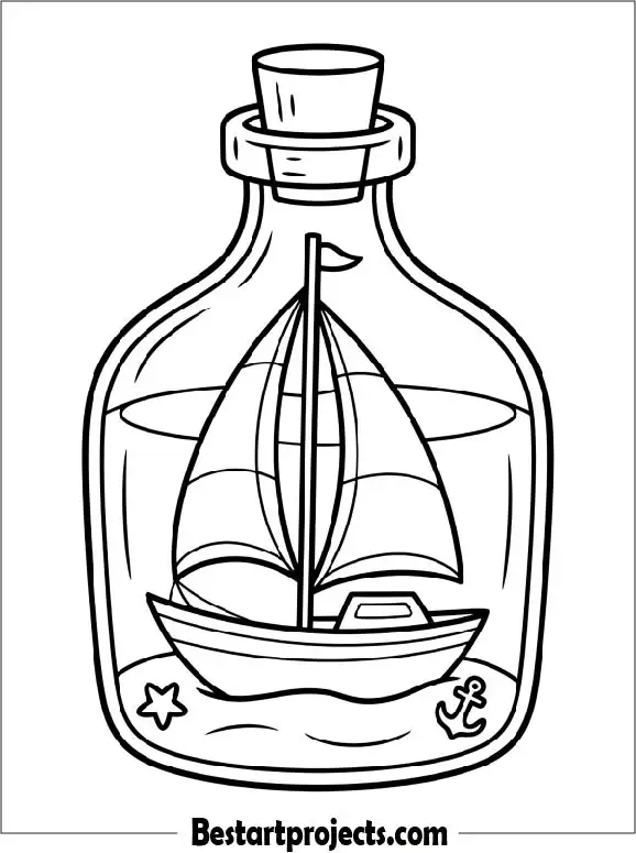 Sailboat in a Bottle Coloring Sheet