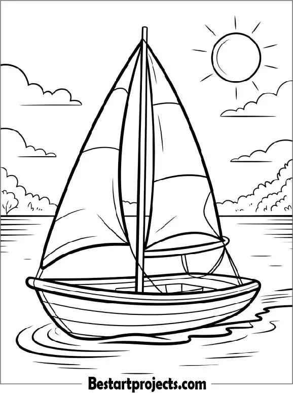 Sailboat on a Calm Lake Coloring Sheet