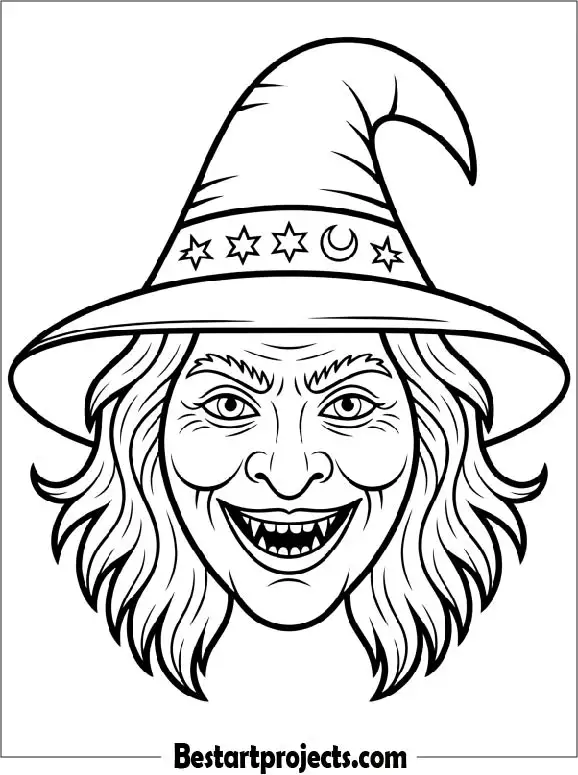 Scary Witch Face to Color