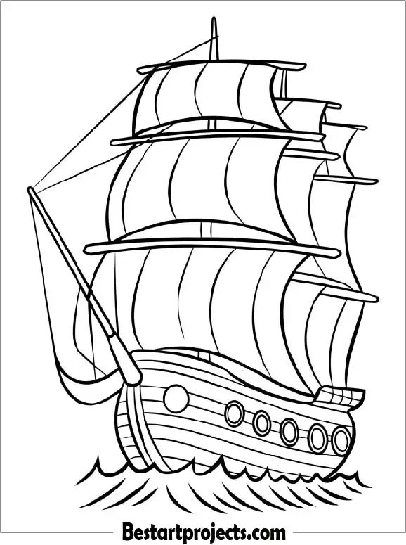 Ship on Calm Ocean Coloring Sheet