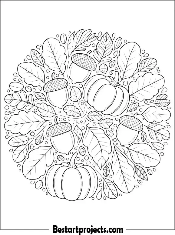 Simple Fall Mandala to Color