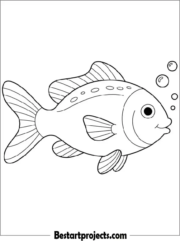 Simple Fish Coloring Page For Kids