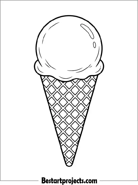 Simple Ice Cream Cone Coloring Page