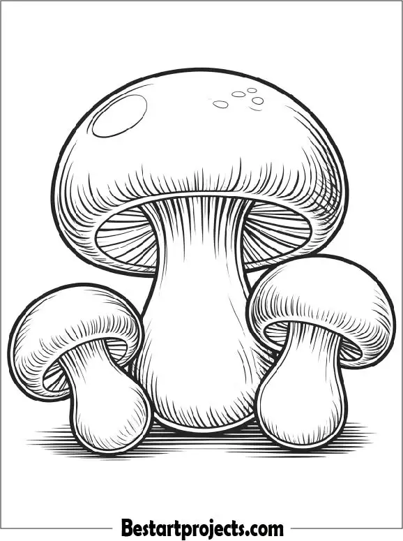 Simple Mushroom Outline for Coloring