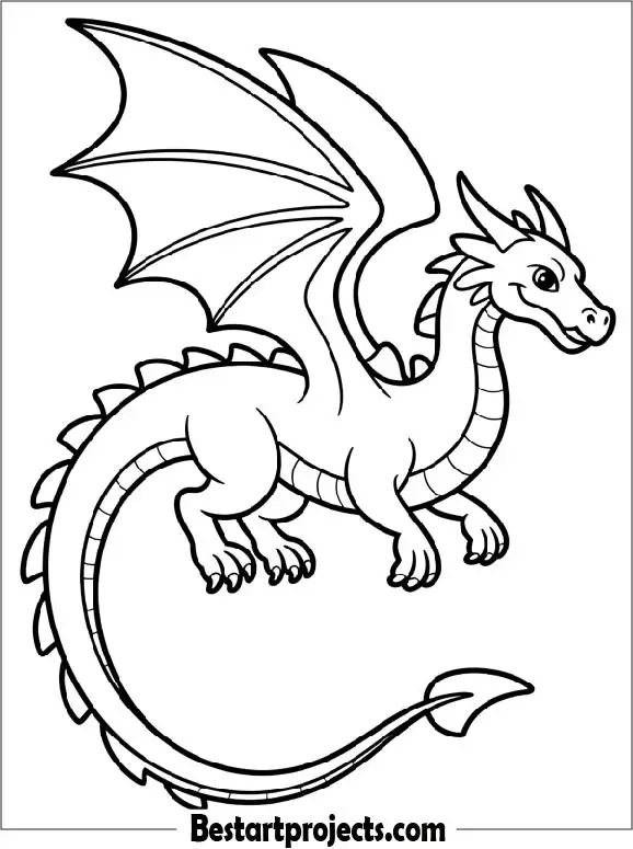 Simple Outline Of a Dragon To Color
