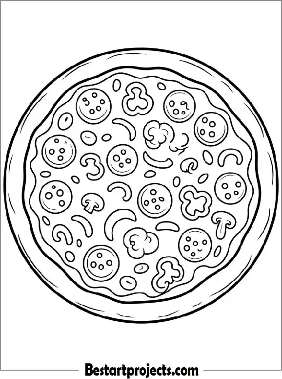 Simple Pizza Coloring Page for Kids