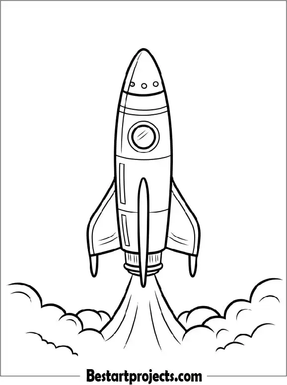 Simple Rocket Coloring Page for Toddlers