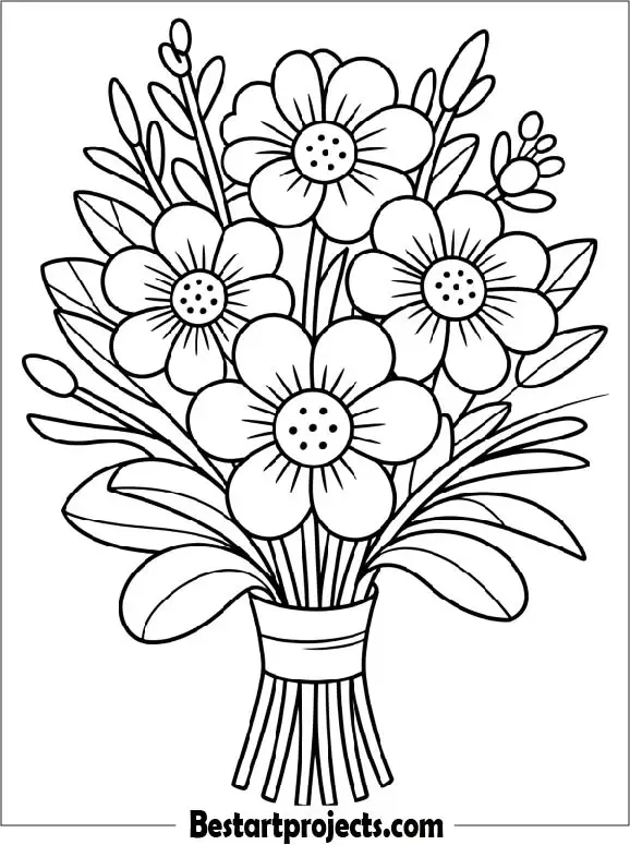 Simple Spring Flower Bouquet Outline