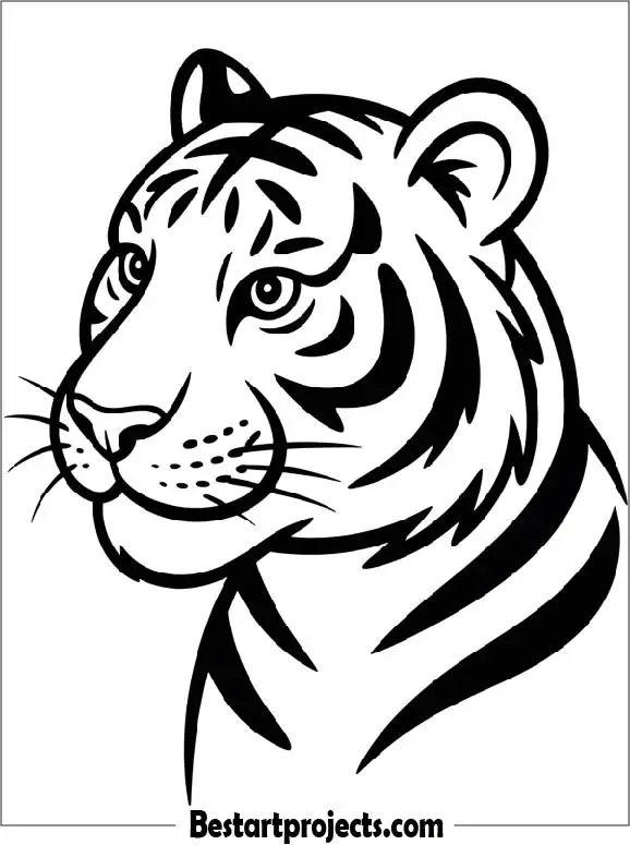 Simple Tiger Face Coloring Page for Kids