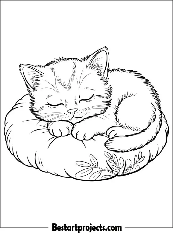 Sleeping Kitten on a Pillow