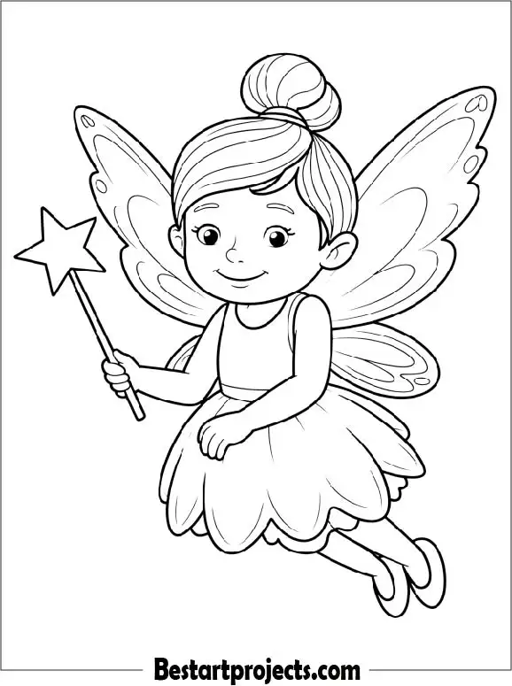 Smiling Fairy Holding a Star Wand