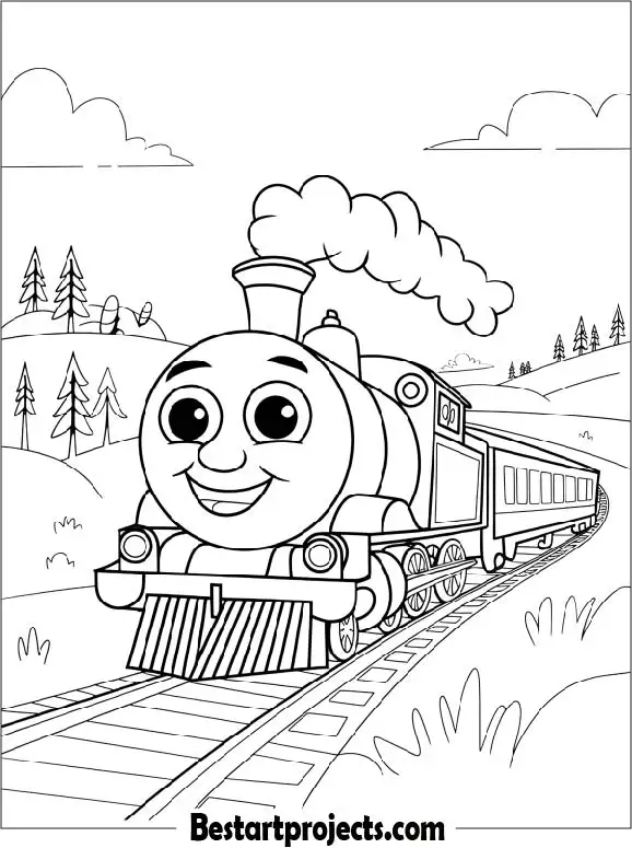 Smiling Train for Toddlers Printable Coloring Page