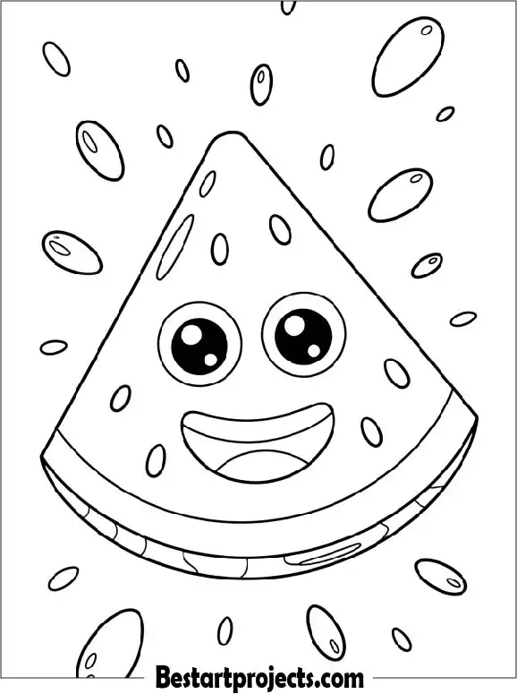 Smiling Watermelon Slice Coloring Page for Kids