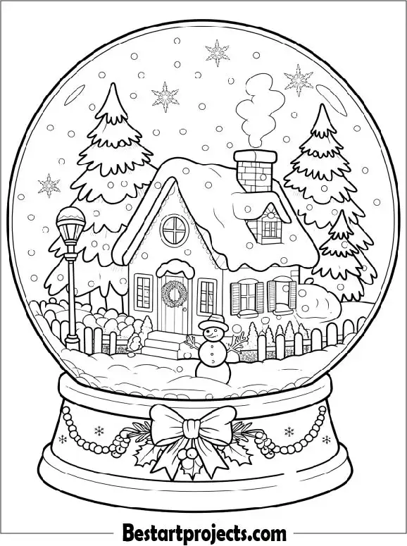Snow Globe Coloring Page for Adults