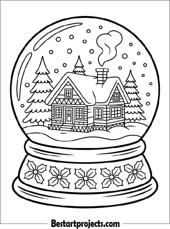 Snow Globe Coloring Sheet for Kids