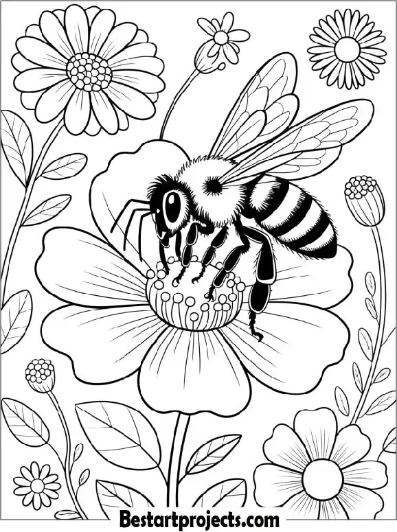 Spring Bee Coloring Page