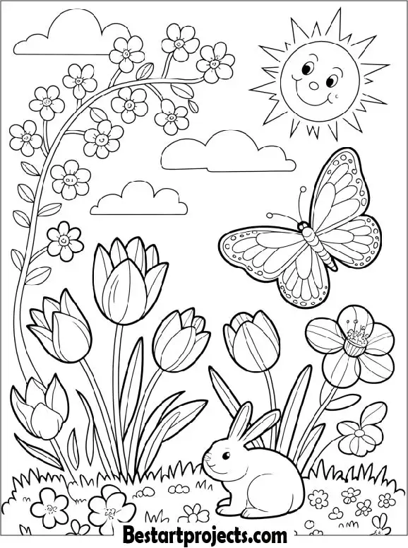Spring Coloring Page Printable