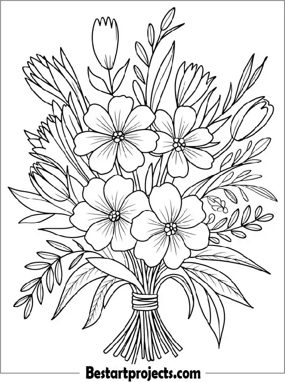 Spring Flower Bouquet Coloring Page