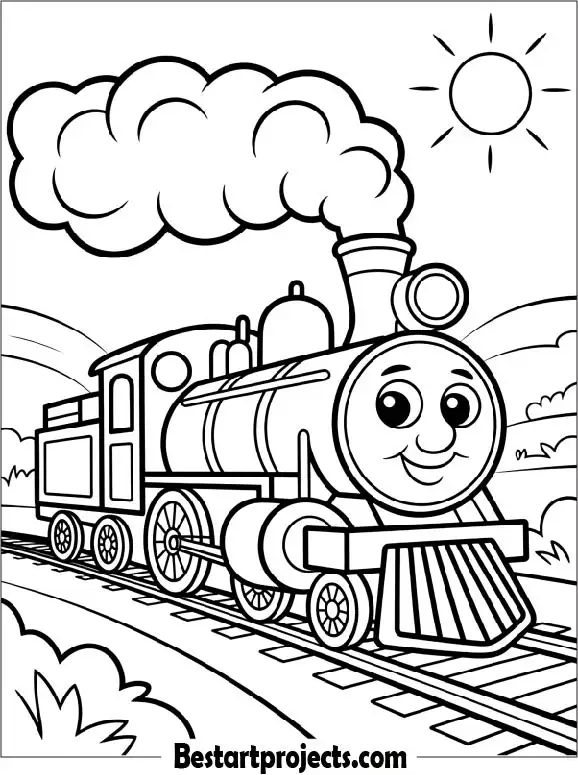 Steam Train Coloring Page for Kids