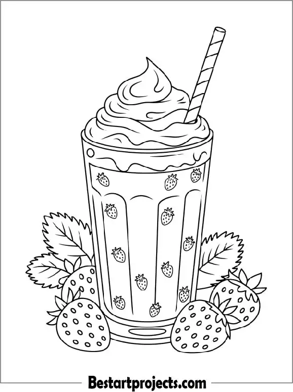 Strawberry Milkshake with a Straw