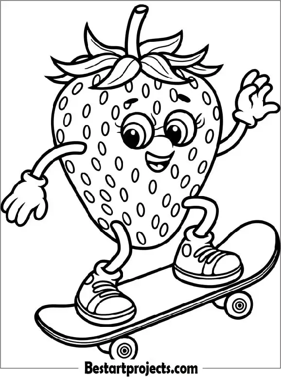 Strawberry Riding a Skateboard