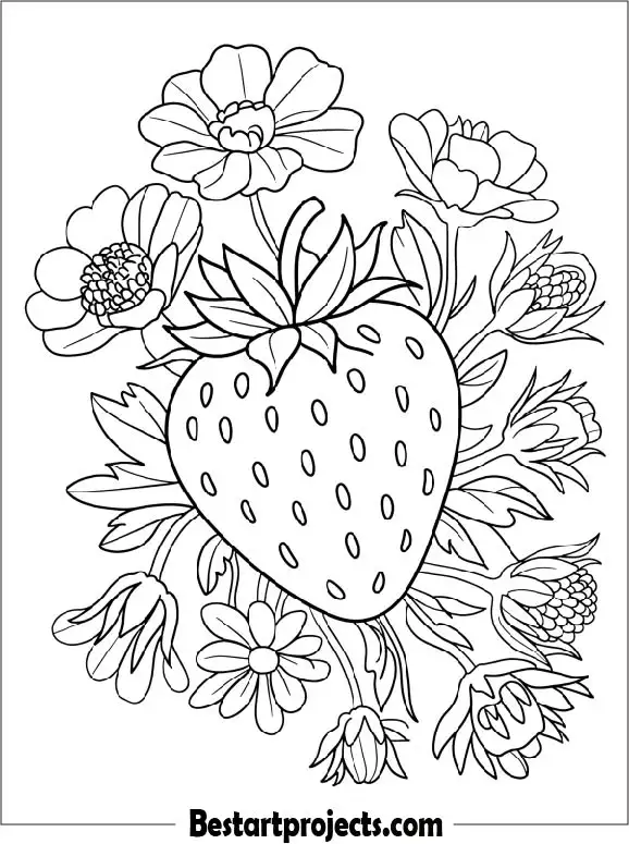Strawberry Surrounded by Flowers