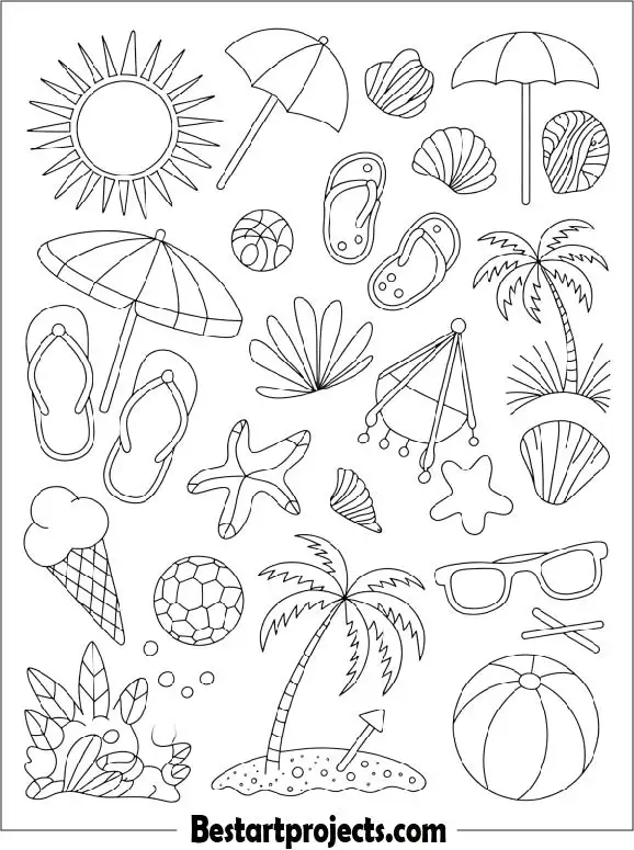 Summer Elements Coloring Page