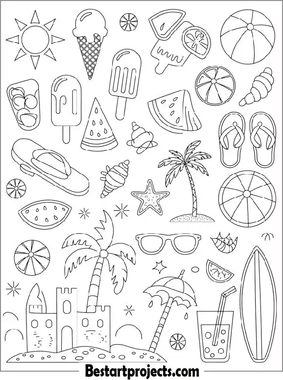 Summer Elements Coloring Sheet